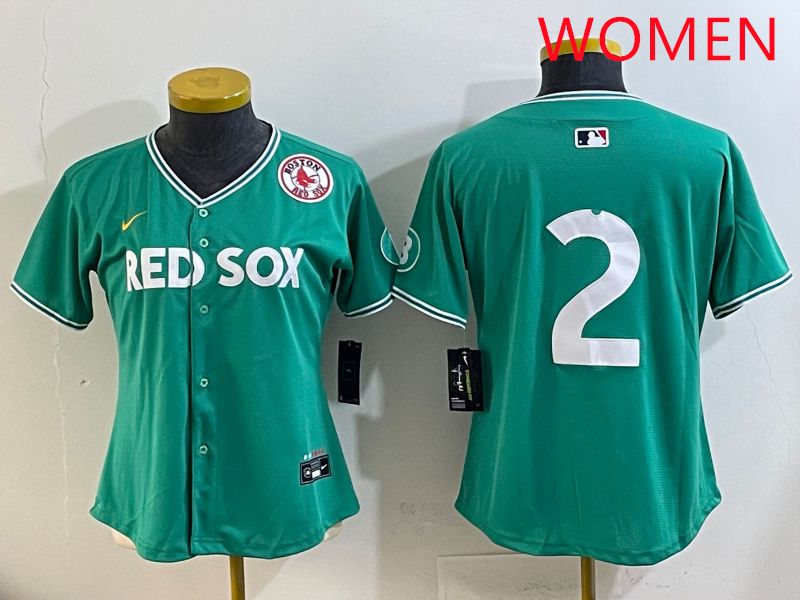 Women Boston Red Sox #2 No Name Green Joint Name Nike 2025 MLB Jersey style 9->women mlb jersey->Women Jersey